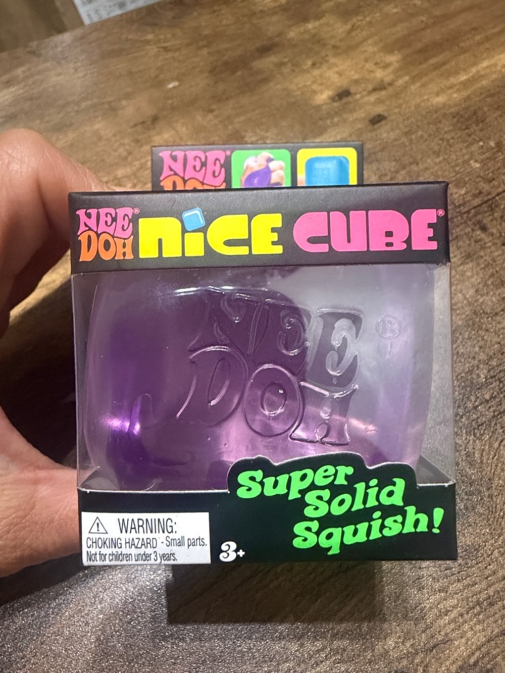 NeeDoh Nice Cube Purple Super Solid Squish Toy medium size